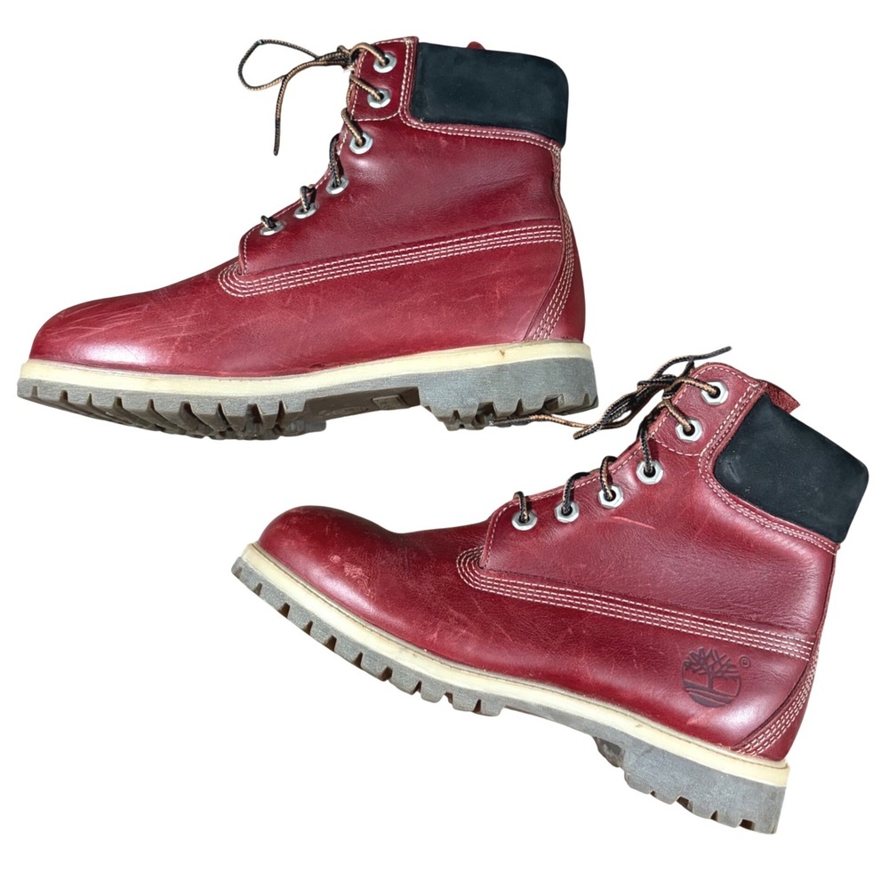 Hiking Granola Girl Timberland 6 Inch Premium Waterproof Boots Red Leather 6.5W
